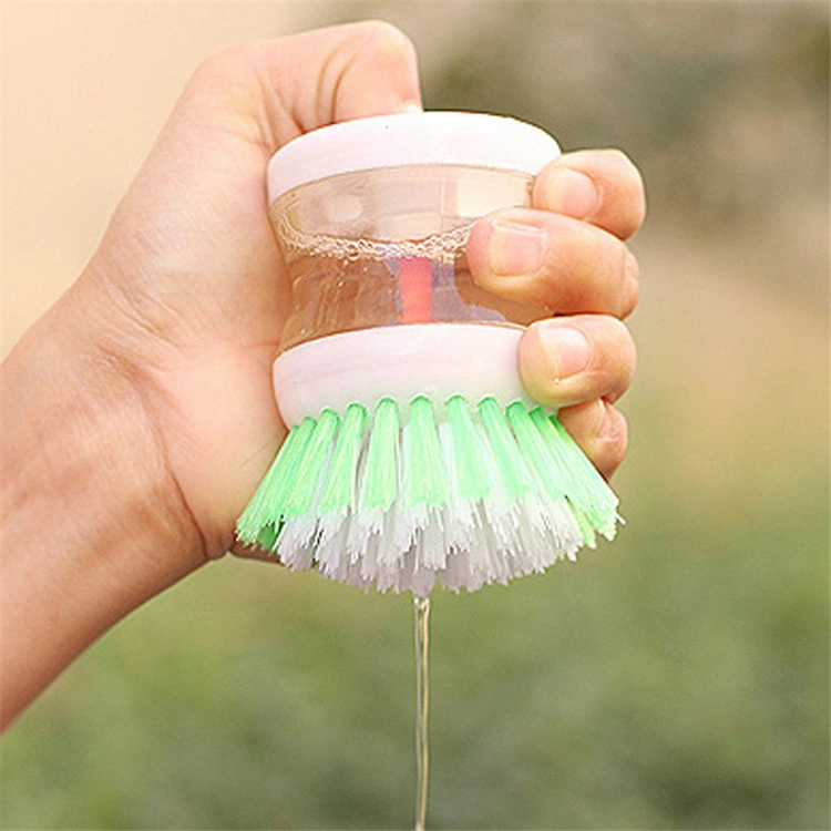 Household Kitchen Tools Plastic Liquid Soap Dispenser Pot Dish Cleaning Brush